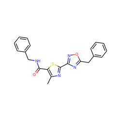 Cc1nc(-c2noc(Cc3ccccc3)n2)sc1C(=O)NCc1ccccc1 ZINC000103233544