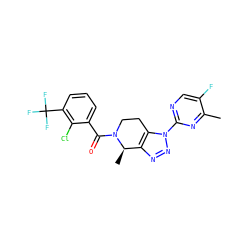 Cc1nc(-n2nnc3c2CCN(C(=O)c2cccc(C(F)(F)F)c2Cl)[C@@H]3C)ncc1F ZINC000225994567