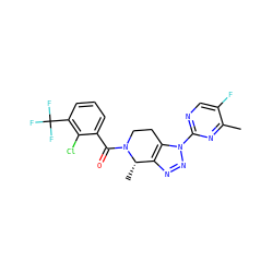 Cc1nc(-n2nnc3c2CCN(C(=O)c2cccc(C(F)(F)F)c2Cl)[C@H]3C)ncc1F ZINC000225974602