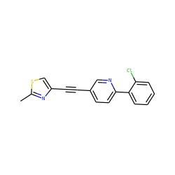 Cc1nc(C#Cc2ccc(-c3ccccc3Cl)nc2)cs1 ZINC000115641899