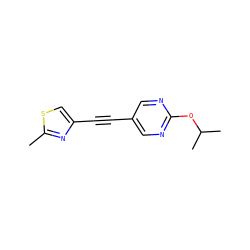 Cc1nc(C#Cc2cnc(OC(C)C)nc2)cs1 ZINC000115638237