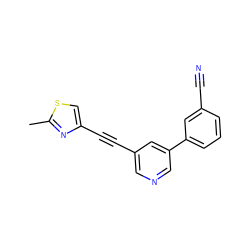 Cc1nc(C#Cc2cncc(-c3cccc(C#N)c3)c2)cs1 ZINC000137243719