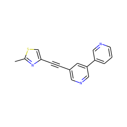 Cc1nc(C#Cc2cncc(-c3cccnc3)c2)cs1 ZINC000028352046