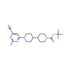 Cc1nc(C#N)cc(N2CCC(C3CCN(C(=O)OC(C)(C)C)CC3)CC2)n1 ZINC000071341737