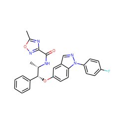 Cc1nc(C(=O)N[C@@H](C)[C@H](Oc2ccc3c(cnn3-c3ccc(F)cc3)c2)c2ccccc2)no1 ZINC001772657011