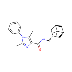 Cc1nc(C(=O)NC[C@H]2C[C@@H]3C[C@H](C2)C3(C)C)c(C)n1-c1ccccc1 ZINC000101321142