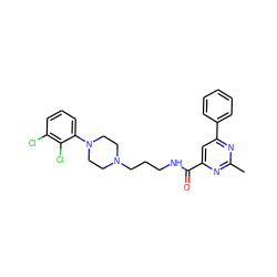 Cc1nc(C(=O)NCCCN2CCN(c3cccc(Cl)c3Cl)CC2)cc(-c2ccccc2)n1 ZINC000064528482