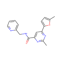 Cc1nc(C(=O)NCc2ccccn2)cc(-c2ccc(C)o2)n1 ZINC000045348047