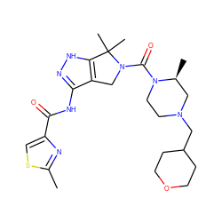 Cc1nc(C(=O)Nc2n[nH]c3c2CN(C(=O)N2CCN(CC4CCOCC4)C[C@@H]2C)C3(C)C)cs1 ZINC000149539962