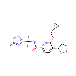 Cc1nc(C(C)(C)NC(=O)c2ccc([C@@H]3CCCO3)c(OCC3CC3)n2)no1 ZINC000206687053