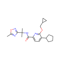 Cc1nc(C(C)(C)NC(=O)c2ccc(C3CCCC3)c(OCC3CC3)n2)no1 ZINC000206691719