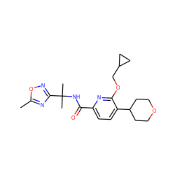 Cc1nc(C(C)(C)NC(=O)c2ccc(C3CCOCC3)c(OCC3CC3)n2)no1 ZINC000206690496