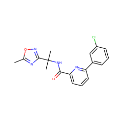 Cc1nc(C(C)(C)NC(=O)c2cccc(-c3cccc(Cl)c3)n2)no1 ZINC000206695280