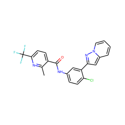 Cc1nc(C(F)(F)F)ccc1C(=O)Nc1ccc(Cl)c(-c2cc3ccccn3n2)c1 ZINC000045257377