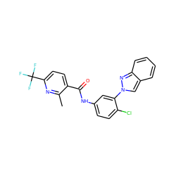 Cc1nc(C(F)(F)F)ccc1C(=O)Nc1ccc(Cl)c(-n2cc3ccccc3n2)c1 ZINC000045257382