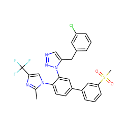 Cc1nc(C(F)(F)F)cn1-c1ccc(-c2cccc(S(C)(=O)=O)c2)cc1-n1nncc1Cc1cccc(Cl)c1 ZINC000221262773