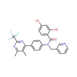 Cc1nc(C(F)(F)F)nc(-c2ccc(N(Cc3cccnc3)C(=O)c3ccc(O)cc3O)cc2)c1C ZINC000653678244