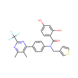 Cc1nc(C(F)(F)F)nc(-c2ccc(N(Cc3ccsc3)C(=O)c3ccc(O)cc3O)cc2)c1C ZINC000653670288