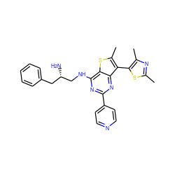 Cc1nc(C)c(-c2c(C)sc3c(NC[C@@H](N)Cc4ccccc4)nc(-c4ccncc4)nc23)s1 ZINC000223678348