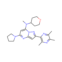 Cc1nc(C)c(-c2cc3nc(N4CCCC4)cc(N(C)C4CCOCC4)n3n2)nc1C ZINC000118902497