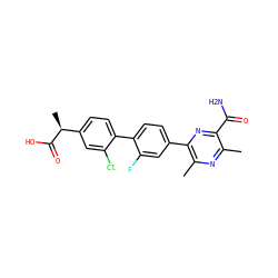 Cc1nc(C)c(-c2ccc(-c3ccc([C@H](C)C(=O)O)cc3Cl)c(F)c2)nc1C(N)=O ZINC000068247808