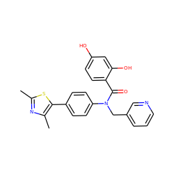 Cc1nc(C)c(-c2ccc(N(Cc3cccnc3)C(=O)c3ccc(O)cc3O)cc2)s1 ZINC000653676035