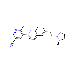 Cc1nc(C)c(-c2ccc3cc(CCN4CCC[C@H]4C)ccc3n2)cc1C#N ZINC000049046928