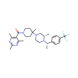 Cc1nc(C)c(C(=O)N2CCC(C)(N3CCN([C@@H](C)c4ccc(C(F)(F)F)cc4)[C@@H](C)C3)CC2)c(C)n1 ZINC000022927072