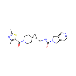 Cc1nc(C)c(C(=O)N2CCC3(CC2)C[C@@H]3CNC(=O)N2Cc3ccncc3C2)s1 ZINC001772653083