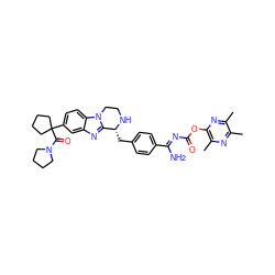 Cc1nc(C)c(OC(=O)N=C(N)c2ccc(C[C@H]3NCCn4c3nc3cc(C5(C(=O)N6CCCC6)CCCC5)ccc34)cc2)nc1C ZINC001772631165