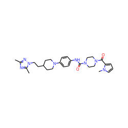 Cc1nc(C)n(CCC2CCN(c3ccc(NC(=O)N4CCN(C(=O)c5cccn5C)CC4)cc3)CC2)n1 ZINC000112970047