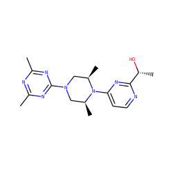 Cc1nc(C)nc(N2C[C@H](C)N(c3ccnc([C@@H](C)O)n3)[C@H](C)C2)n1 ZINC000017824800