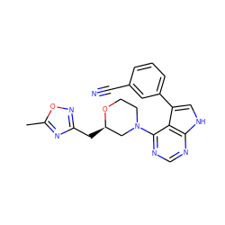 Cc1nc(C[C@@H]2CN(c3ncnc4[nH]cc(-c5cccc(C#N)c5)c34)CCO2)no1 ZINC000224861041