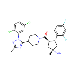 Cc1nc(C2CCN(C(=O)[C@@H]3C[C@@](C)(N)C[C@H]3c3ccc(F)cc3F)CC2)n(-c2cc(Cl)ccc2Cl)n1 ZINC000084653704