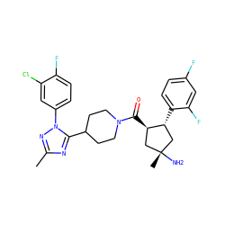 Cc1nc(C2CCN(C(=O)[C@@H]3C[C@@](C)(N)C[C@H]3c3ccc(F)cc3F)CC2)n(-c2ccc(F)c(Cl)c2)n1 ZINC000084759515