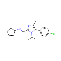 Cc1nc(CNC2CCCC2)n(C(C)C)c1-c1ccc(Cl)cc1 ZINC000043078636