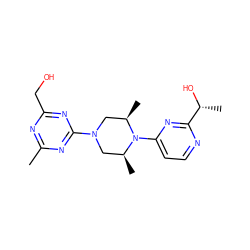 Cc1nc(CO)nc(N2C[C@H](C)N(c3ccnc([C@@H](C)O)n3)[C@H](C)C2)n1 ZINC000013491424