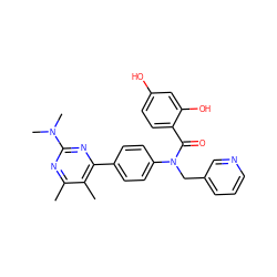 Cc1nc(N(C)C)nc(-c2ccc(N(Cc3cccnc3)C(=O)c3ccc(O)cc3O)cc2)c1C ZINC000653678251