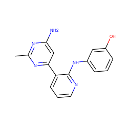 Cc1nc(N)cc(-c2cccnc2Nc2cccc(O)c2)n1 ZINC000095553559