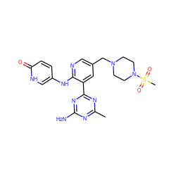 Cc1nc(N)nc(-c2cc(CN3CCN(S(C)(=O)=O)CC3)cnc2Nc2ccc(=O)[nH]c2)n1 ZINC000095552344