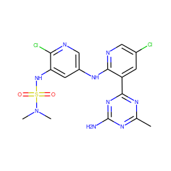 Cc1nc(N)nc(-c2cc(Cl)cnc2Nc2cnc(Cl)c(NS(=O)(=O)N(C)C)c2)n1 ZINC000095560709