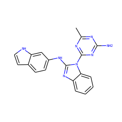 Cc1nc(N)nc(-n2c(Nc3ccc4cc[nH]c4c3)nc3ccccc32)n1 ZINC000071330063