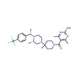 Cc1nc(N)nc(C)c1C(=O)N1CCC(C)(N2CCN([C@@H](C)c3ccc(C(F)(F)F)cc3)[C@@H](C)C2)CC1 ZINC000022927081