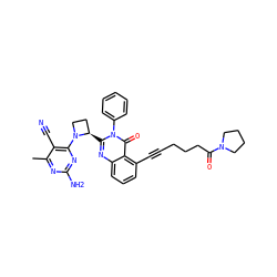 Cc1nc(N)nc(N2CC[C@H]2c2nc3cccc(C#CCCCC(=O)N4CCCC4)c3c(=O)n2-c2ccccc2)c1C#N ZINC001772572336