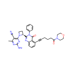 Cc1nc(N)nc(N2CC[C@H]2c2nc3cccc(C#CCCCC(=O)N4CCOCC4)c3c(=O)n2-c2ccccc2)c1C#N ZINC001772598602