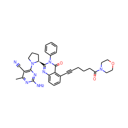 Cc1nc(N)nc(N2CCC[C@H]2c2nc3cccc(C#CCCCC(=O)N4CCOCC4)c3c(=O)n2-c2ccccc2)c1C#N ZINC001772572348