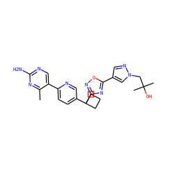 Cc1nc(N)ncc1-c1ccc(C2(c3noc(-c4cnn(CC(C)(C)O)c4)n3)CCC2)cn1 ZINC000096175584