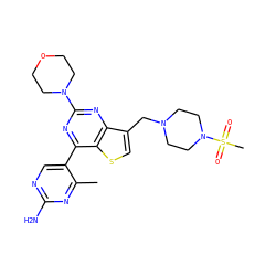 Cc1nc(N)ncc1-c1nc(N2CCOCC2)nc2c(CN3CCN(S(C)(=O)=O)CC3)csc12 ZINC000205712593