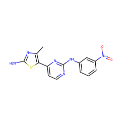 Cc1nc(N)sc1-c1ccnc(Nc2cccc([N+](=O)[O-])c2)n1 ZINC000002047389