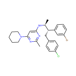 Cc1nc(N[C@@H](C)[C@@H](Cc2ccc(Cl)cc2)c2cccc(Br)c2)cc(N2CCCCC2)n1 ZINC000043121636